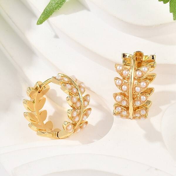 Leaf Brass Hoop Earrings