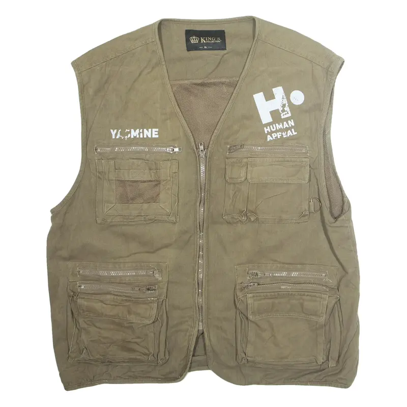 KINGS COLLECTION Mens Gilet Beige XL