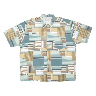 Mens Shirt Blue Geometric XL