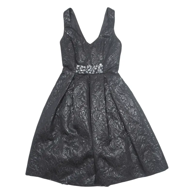 JENNY PACKHAM No 1 Fit & Flare Dress Black Paisley Sleeveless Knee Length Womens UK 6