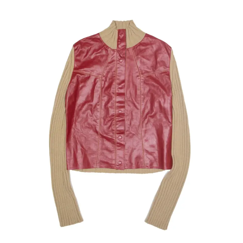 PINKO Jacket Red Faux Leather Womens M