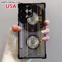 Retro Cassette Pattern Phone Case Compatible with Samsung Galaxy S25 S24 S23 S22 S21 FE Ultra Plus 4G 5G, Transparent Soft Ba...