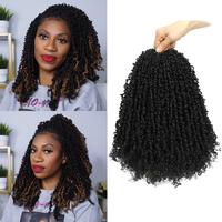 Youngther Yanky twist crochet hair 12 Inch 6Pack(40stands/Pack) Natural Black Pre-Twisted Fluffy Yankee Twist curly crochet h...