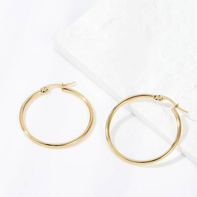 PVD Vacuum Plating 201 Stainless Steel Hoop Earrings with 304 Stainless Steel Pins for Women