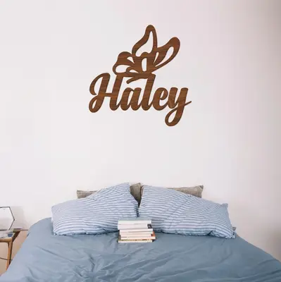 Butterfly Wood Name Sign