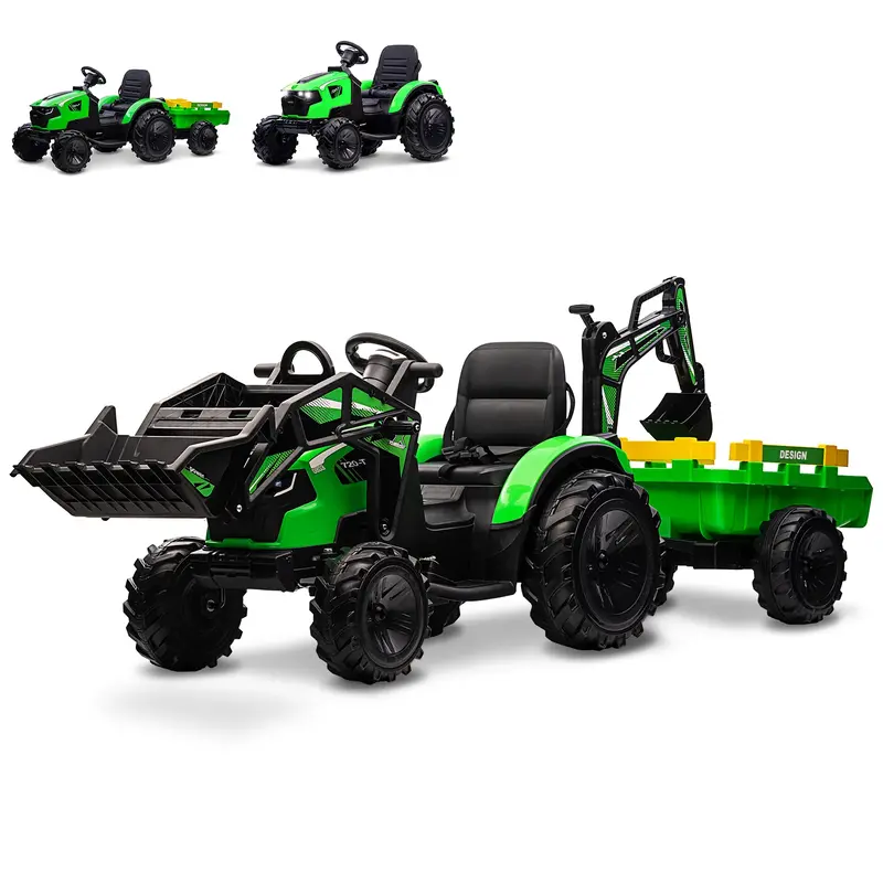 Garvee Ride P Series 3-in-1 Ride-On Tractor, 24V Electric, Excavator & Bulldozer, Remote Control, LED, Music, USB/Bluetooth m...