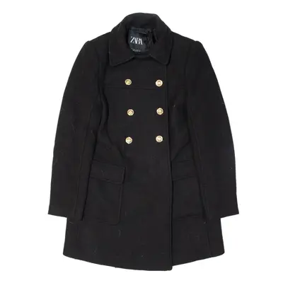 ZARA Pea Coat Black Wool Womens S