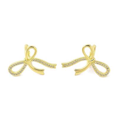 Left and Right Bowknot Brass Cuff Earrings