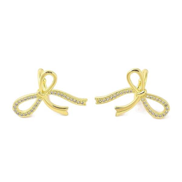 Left and Right Bowknot Brass Cuff Earrings