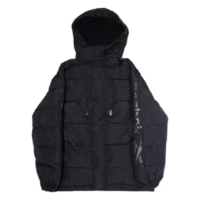 REEBOK Mens Puffer Jacket Black Hooded L