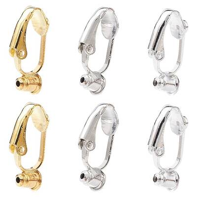 6Pcs 3 Colors Brass Clip-on Earring Converters Findings