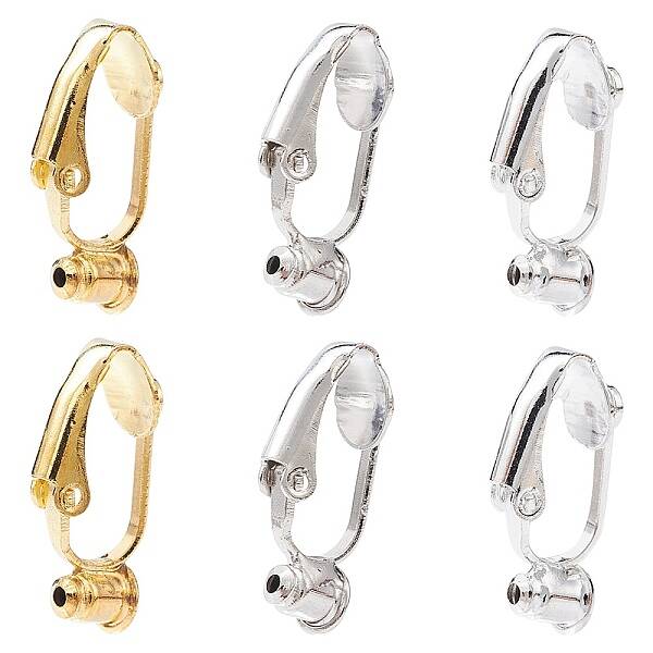 6Pcs 3 Colors Brass Clip-on Earring Converters Findings