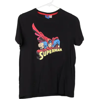Age 11-12 Superman Graphic T-Shirt - Medium Black Cotton