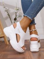 Women's Fashionable Solid Color Platform Sandals, Casual Comfortable White Wedge Sandals for Summer, Female All-match Flatfor...