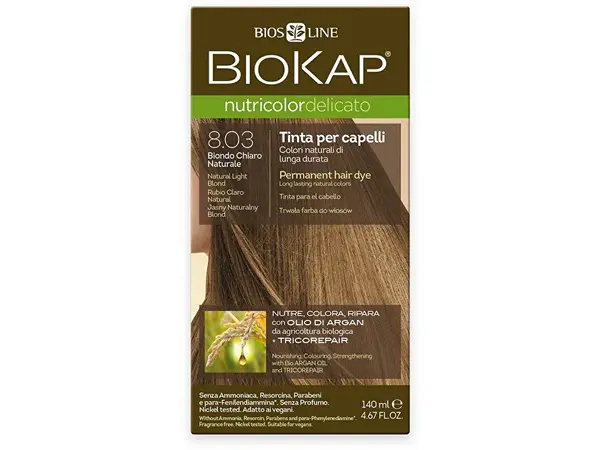 Biokap NUTRICOLOR DELICATO - Hair color - 8.03 Light blonde naturale 140 ml