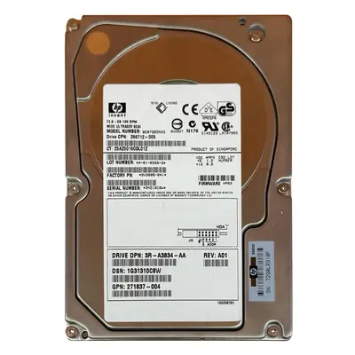 286712-005 HP 72.8GB Ultra-320 SCSI 10000 3.5-inch Hard Drive