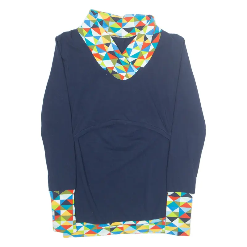 Womens Top Blue V-Neck Long Sleeve S