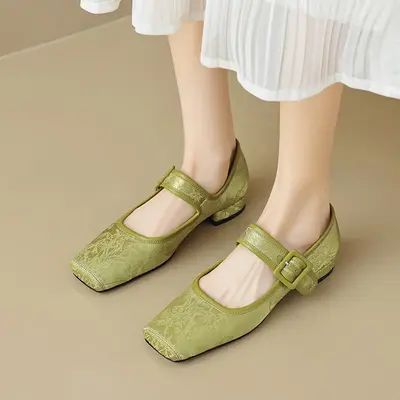 CHIKO Nola Square Toe Block Heels Mary Jane Shoes