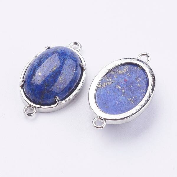 Brass Natural Lapis Lazuli Links connectors