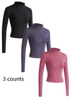 Women's Solid Zip Up Mock Neck Sports Outerwear, Athletic Long Sleeve Sports Top, Gym Clothes, Comfortable Ladies Jacket for ...