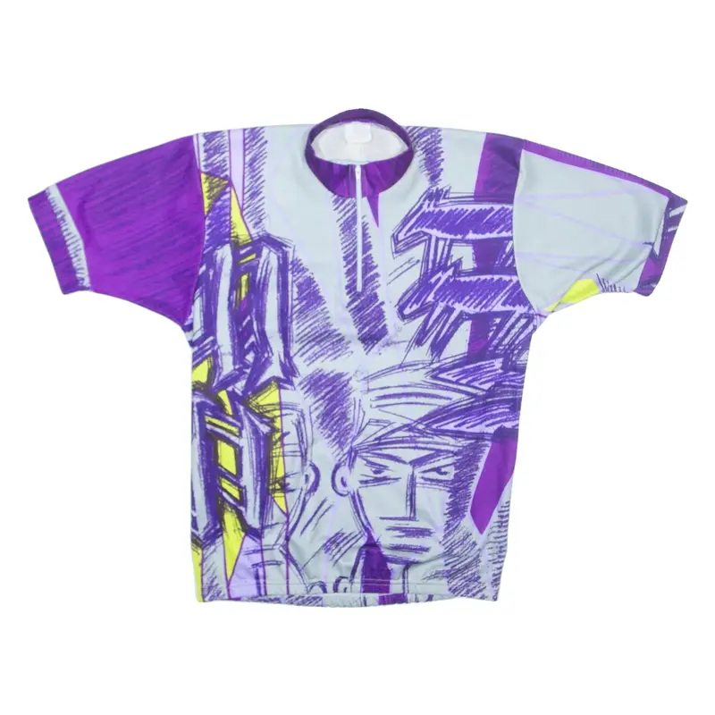 Cycling Mens T-Shirt Purple 1/4 Zip S