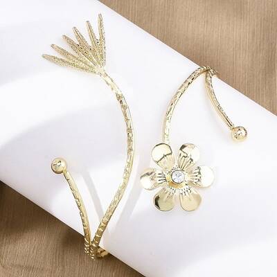 Flower Alloy Arm Cuff Bangles for Girl Women