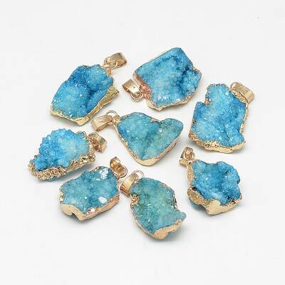 Natural Druzy Agate Pendants