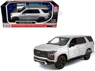 2025 Chevrolet Tahoe PPV Silver Metallic Custom Builder's Kit - Law Enforcement and Public Service Series 1/24 Diecast Mode...