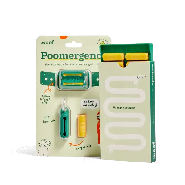 Poomergency Starter Pack - Dog Poop Bag Holder For Collars + 23 Emergency Refills - Never Bagless!