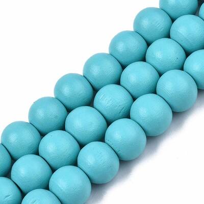 Painted Natural Wood Beads Strands