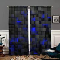 Abstract Geometric Print Curtain, 2 Counts/set Modern Home Decorative Curtain, Privacy Curtain for Home Living Room Bedroom D...