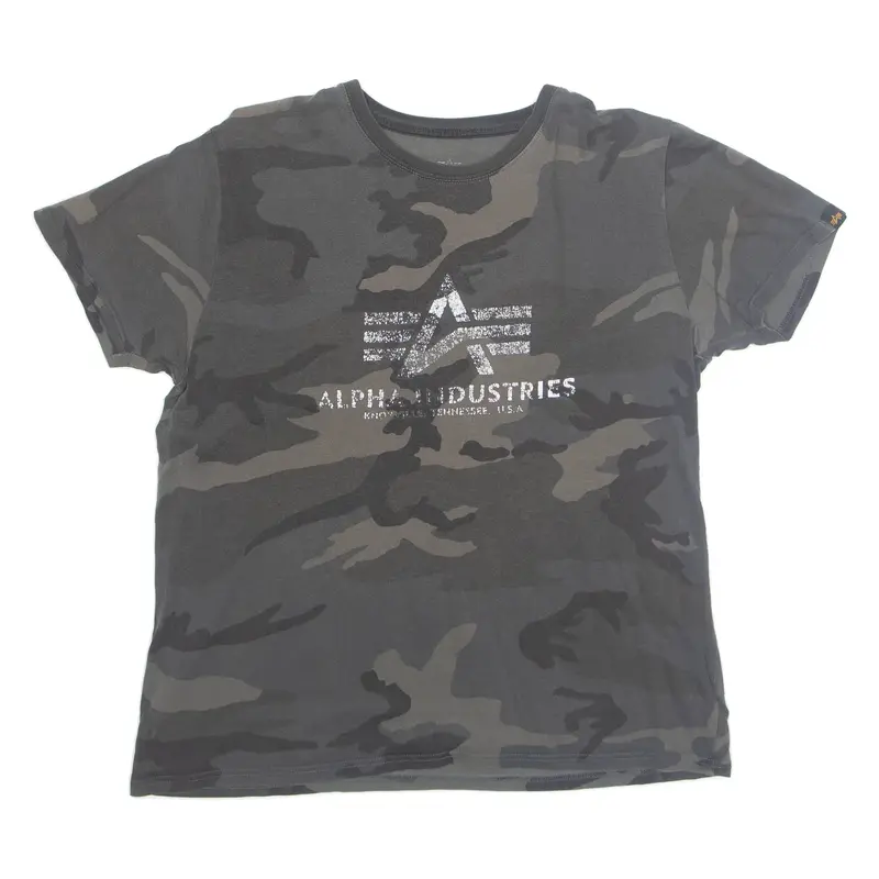 ALPHA INDUSTRIES CAMO Mens T-Shirt Grey USA L