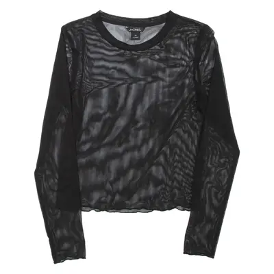 MONKI Sheer Womens Top Black Long Sleeve XS