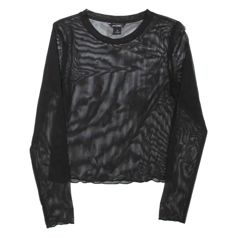 MONKI Sheer Womens Top Black Long Sleeve XS