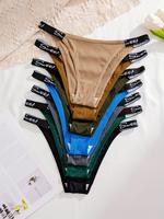 Women's Contrast Letter Tape Drop Waist Thongs, Fit Casual Soft Comfy Breathable Panty for Daily Wear, Ladies Underwear for A...