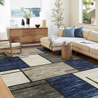 Garvee Washable Area Rugs 4x6 Rug Geometric Modern Rug Non Slip Entryway Rug Small Area Rug for Bedroom Stain Resistant Soft ...