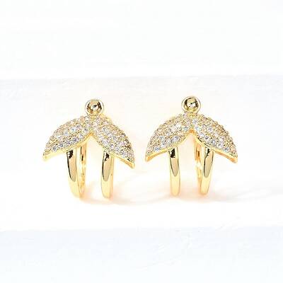 Brass Micro Pave Cubic Zirconia Ear Cuff Findings for Women