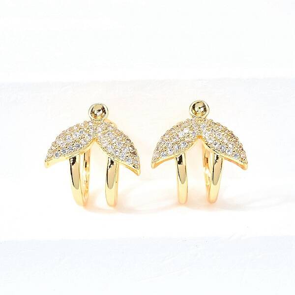 Brass Micro Pave Cubic Zirconia Ear Cuff Findings for Women