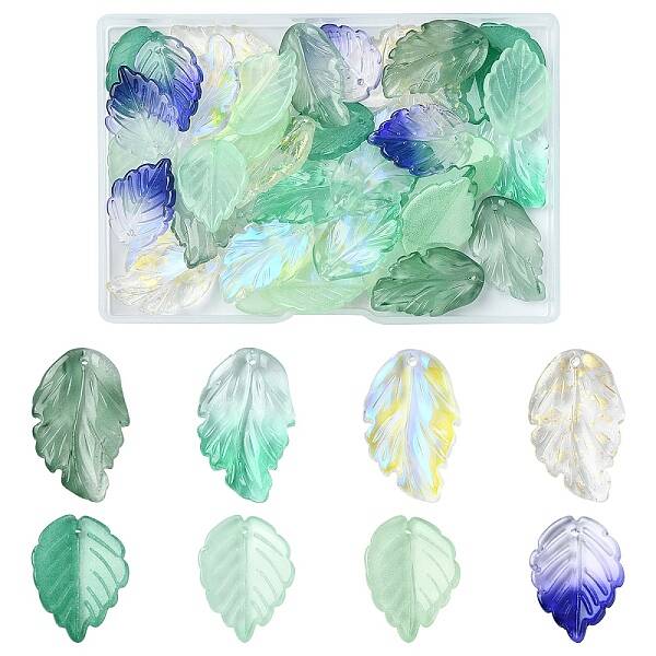 40Pcs 8 Styles Glass Pendants