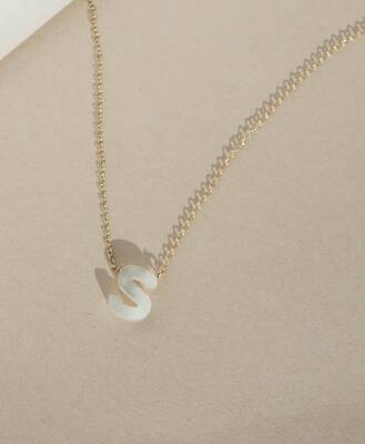 Dawn Initial Necklace | Metal Color: Solid 14K Gold | Style: S