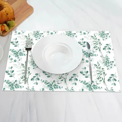 White Greenery Spring Vintage Set Of 4 Placemats - Aperturee