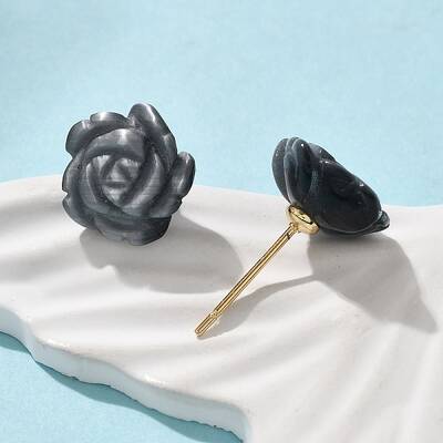 Brass Cat Eye Stud Earrings