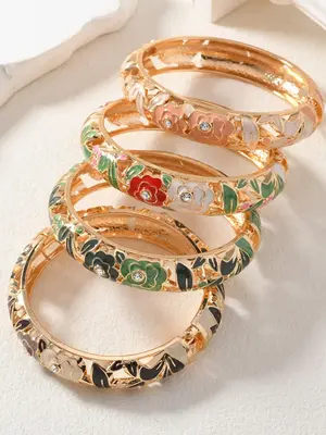 Artificial Crystal Decorated Cuff Bangle, Elegant Jewelry for Women for Party, Daily Clothing Decor, Trendy All-match & Exqui...