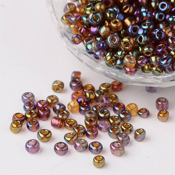 6/0 Transparent Rainbow Colours Round Glass Seed Beads