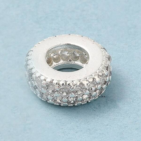 Rack Plating Brass Cubic Zirconia European Beads