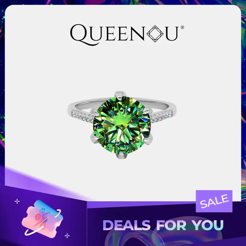【409】Deck The Hall  5 Carat Synthetic Moissanite 6-prongs Paved Ring