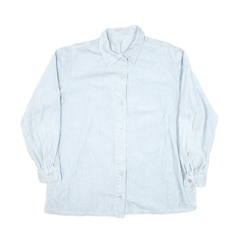 Plain Shirt Blue 90s Long Sleeve Womens M