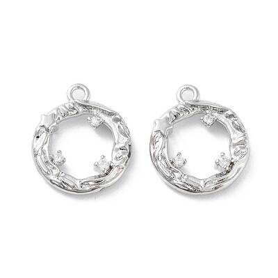 Brass Micro Pave Clear Cubic Zirconia Charms