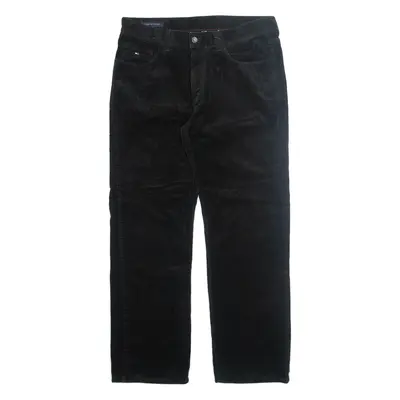 TOMMY HILFIGER Mens Corduroy Trousers Black Regular Straight W36 L32