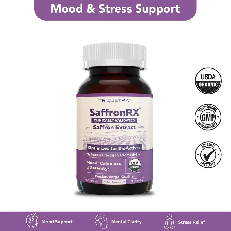 Organic Saffron Extract – Premium Persian Sargol with Safromotivines, Safronal & Crocins – Clinically Validated Formula f...